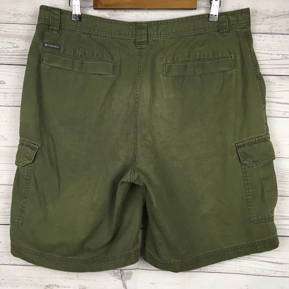 Columbia Mens Cargo Shorts 36 Omni-Shield 6-Pocket Dark Green Metal Button Trail - Picture 7 of 10